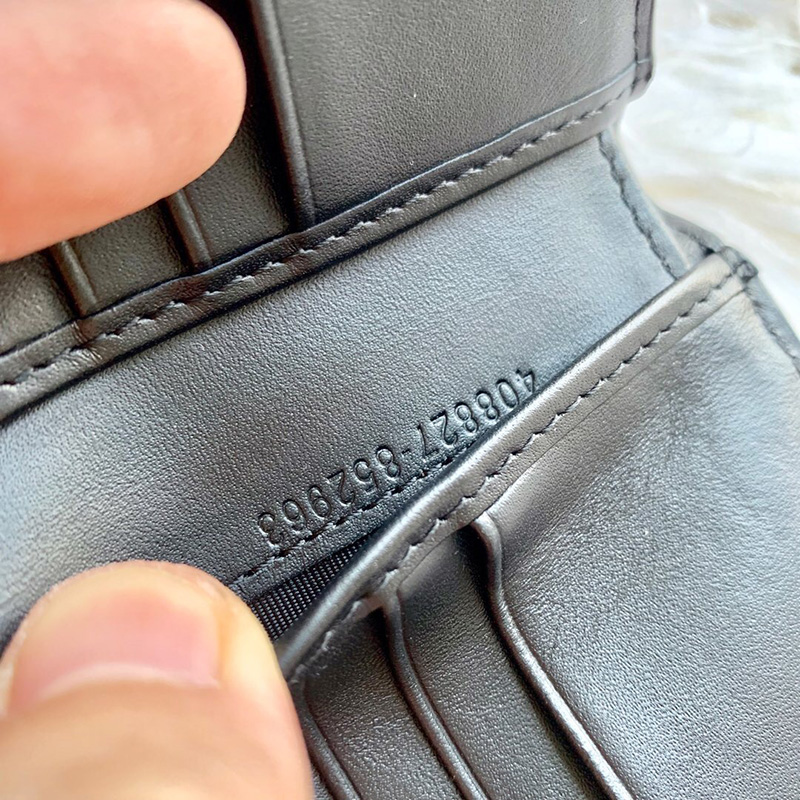 408827 GUCCI 古馳 男士黑色牛皮紅綠條紋雙G壓紋短款錢包