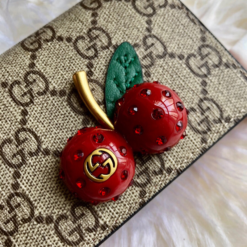 476050 Gucci Supreme高級人造帆布 日本限量櫻桃小錢夾卡片夾