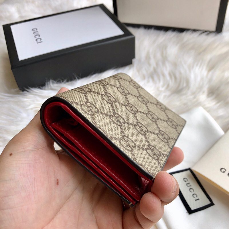 476050 Gucci Supreme高級人造帆布 日本限量櫻桃小錢夾卡片夾