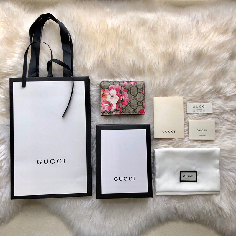 453176 Gucci GG Blooms 印花 GG Supreme高級人造帆布 卡片夾