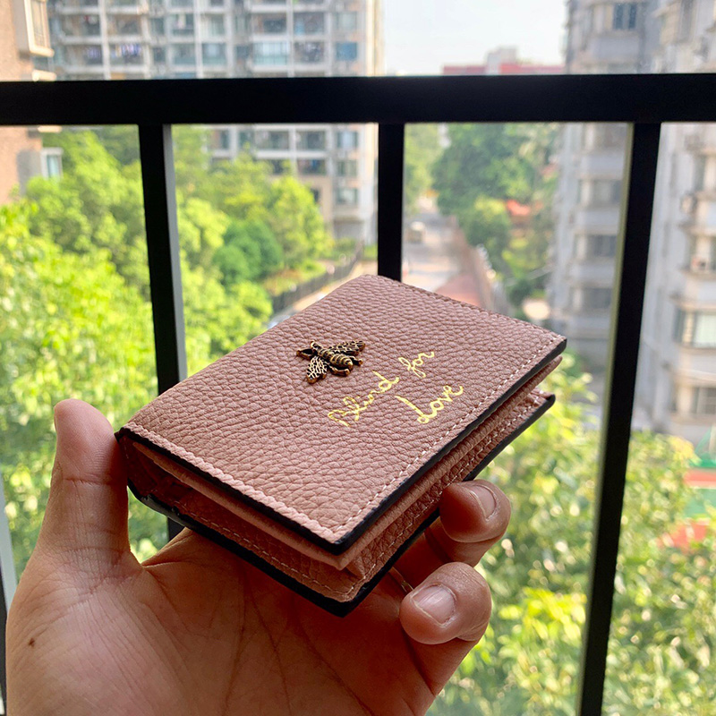 460185 Gucci Animalier系列卡包 小蜜蜂短款錢包 粉色