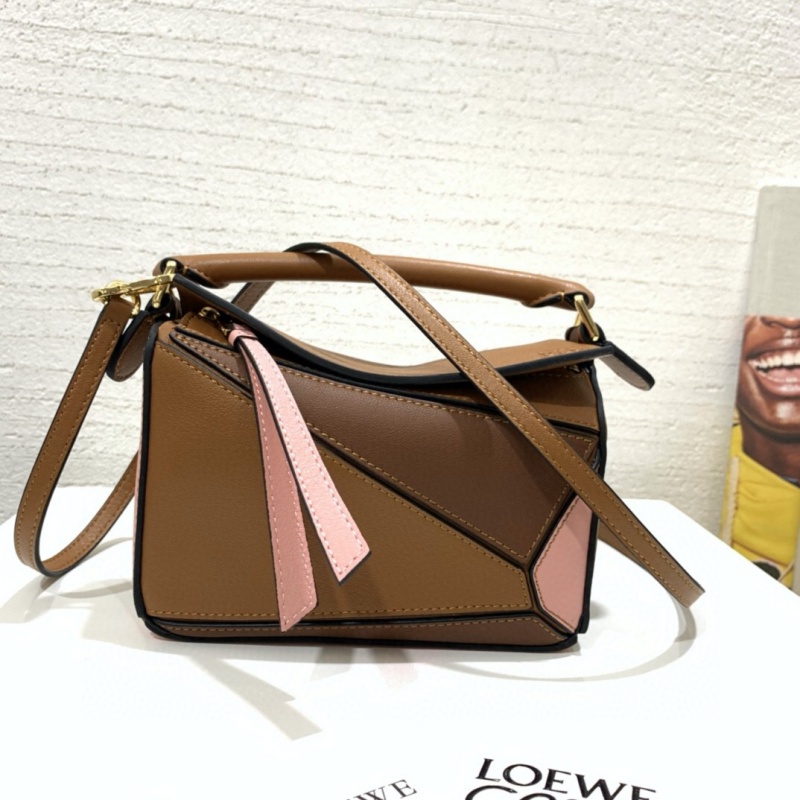 322 LOEWE羅意威 Puzzle Bag 羅意威幾何包 棕色拼粉色