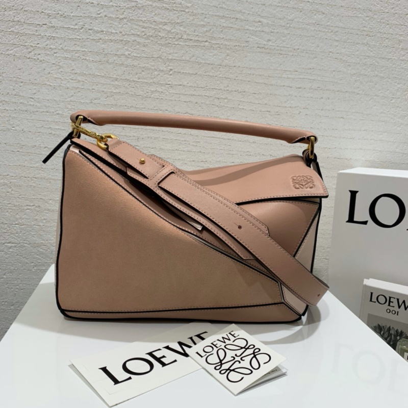 322 LOEWE羅意威 Puzzle Bag 中號羅意威幾何包 藕粉拼色