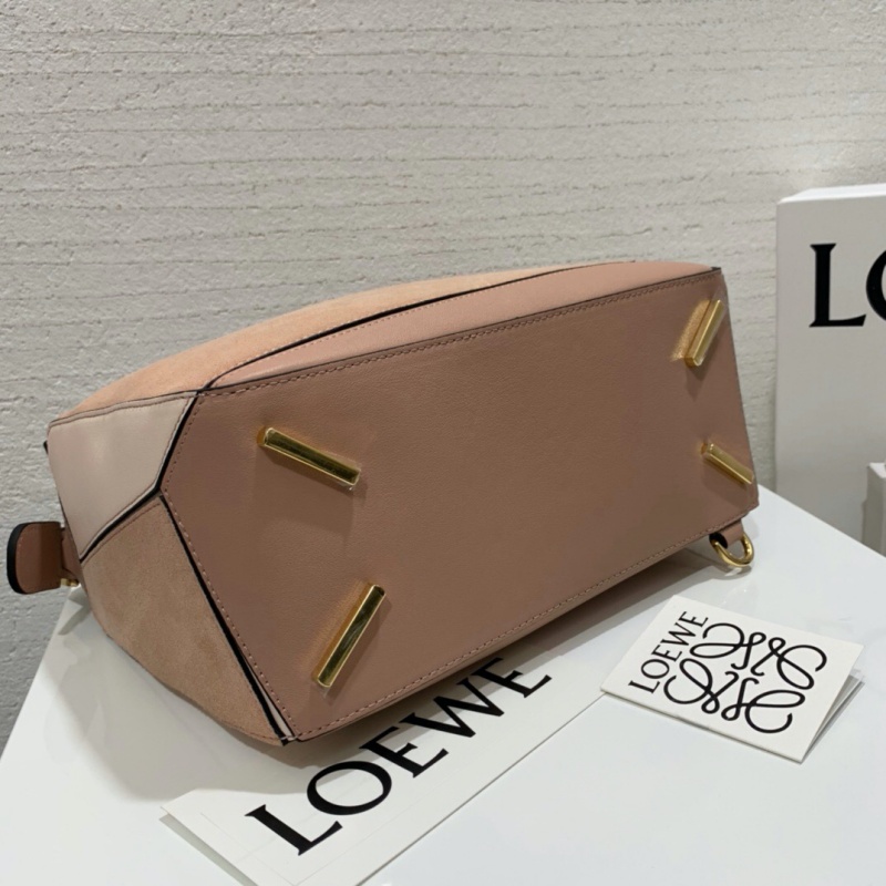 322 LOEWE羅意威 Puzzle Bag 中號羅意威幾何包 藕粉拼色