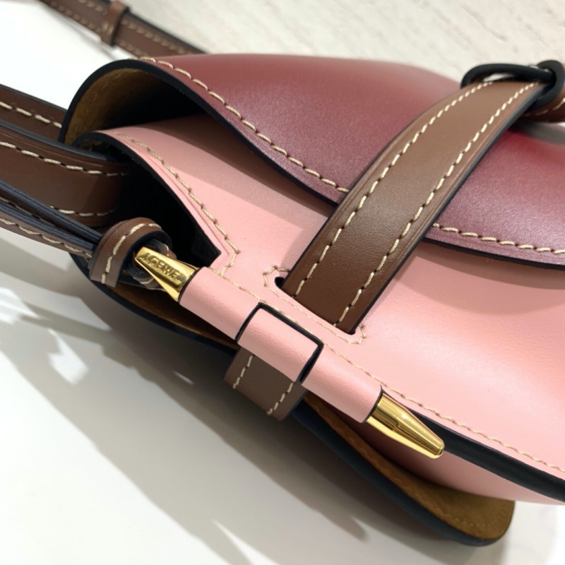 321 Loewe羅意威 Gate 小包 進口頭層牛皮馬鞍包 酒紅色