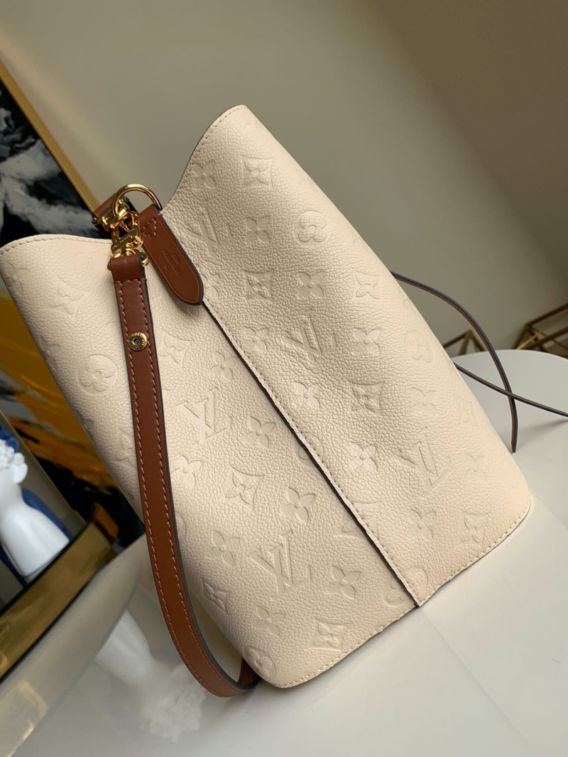 M45306 LV NEONOE 中號手袋 Monogram Empreinte 壓紋皮革女包 奶白色