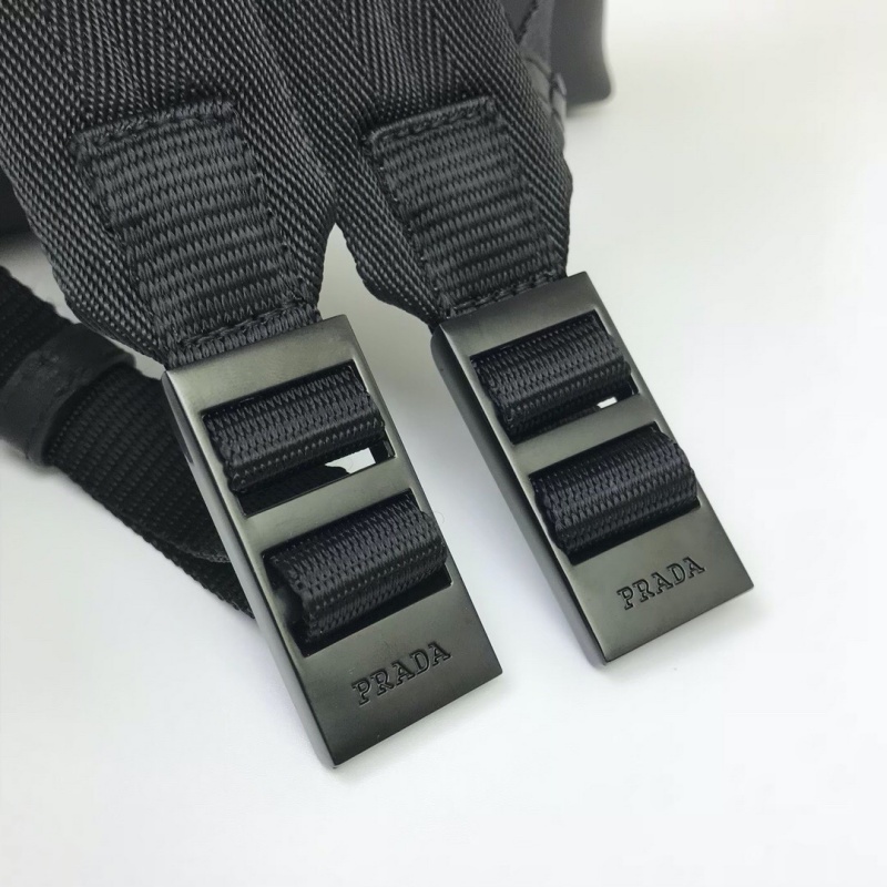 2VH043 Prada普拉達織物和皮革斜挎包 Prada郵差包 黑配藍