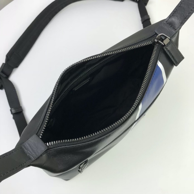 2VH043 Prada普拉達織物和皮革斜挎包 Prada郵差包 黑配藍