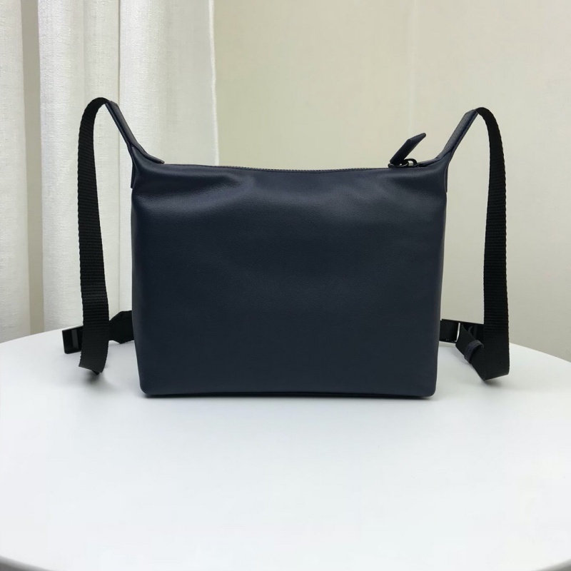 2VH043 Prada普拉達(dá)皮革斜挎包 Prada郵差包 黑配藍(lán)