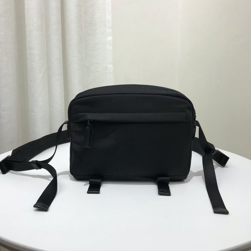 2VH043 Prada普拉達織物和皮革斜挎包 Prada郵差包 黑配綠