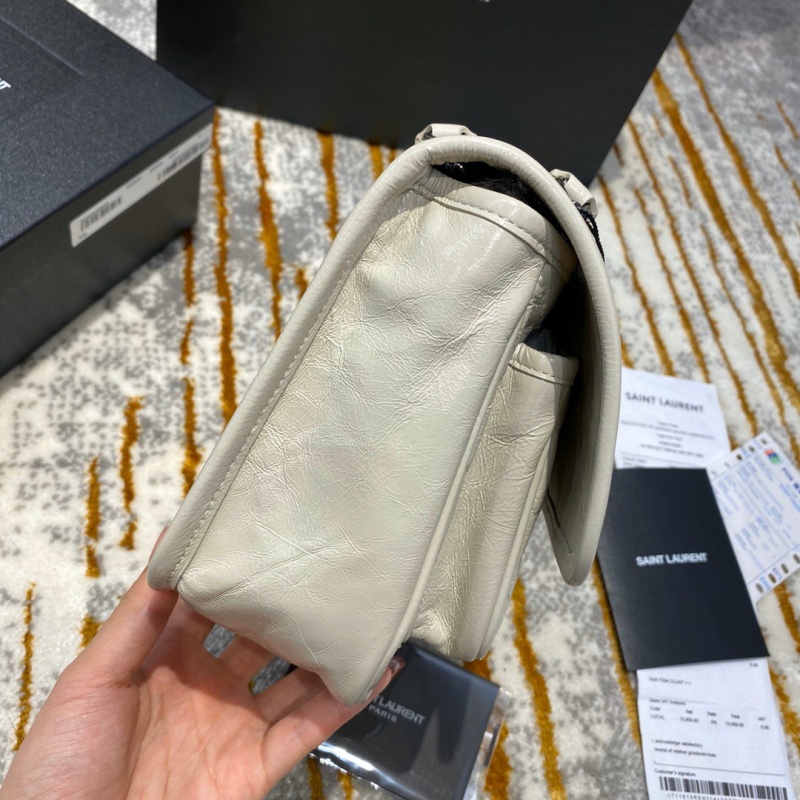 533037 YSL圣羅蘭 Niki baby 迷你復(fù)古褶皺真皮包 奶白色