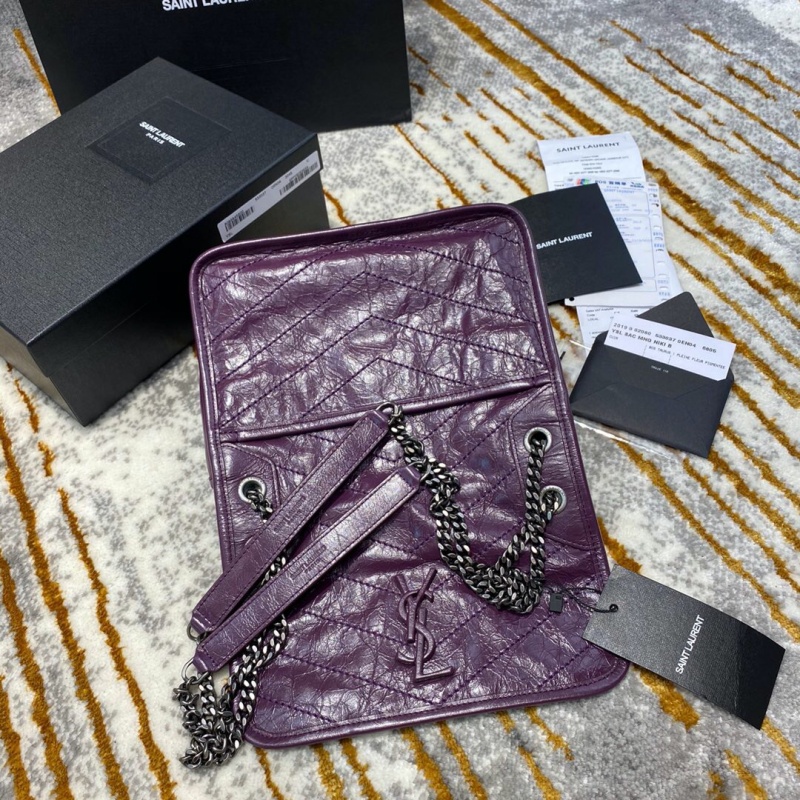 533037 YSL圣羅蘭 Niki baby 迷你復(fù)古褶皺真皮包 紫色