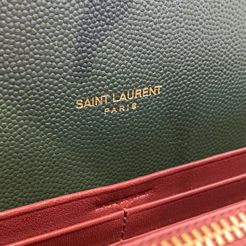 582334 YSL圣羅蘭 CASSANDRA 粒面壓花真皮鏈條錢包 YSL信封包 墨綠色