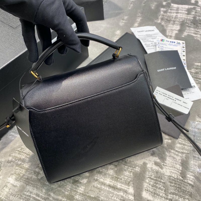 602716 YSL圣羅蘭 CASSANDRA迷你粒面壓印皮革手提包 黑色