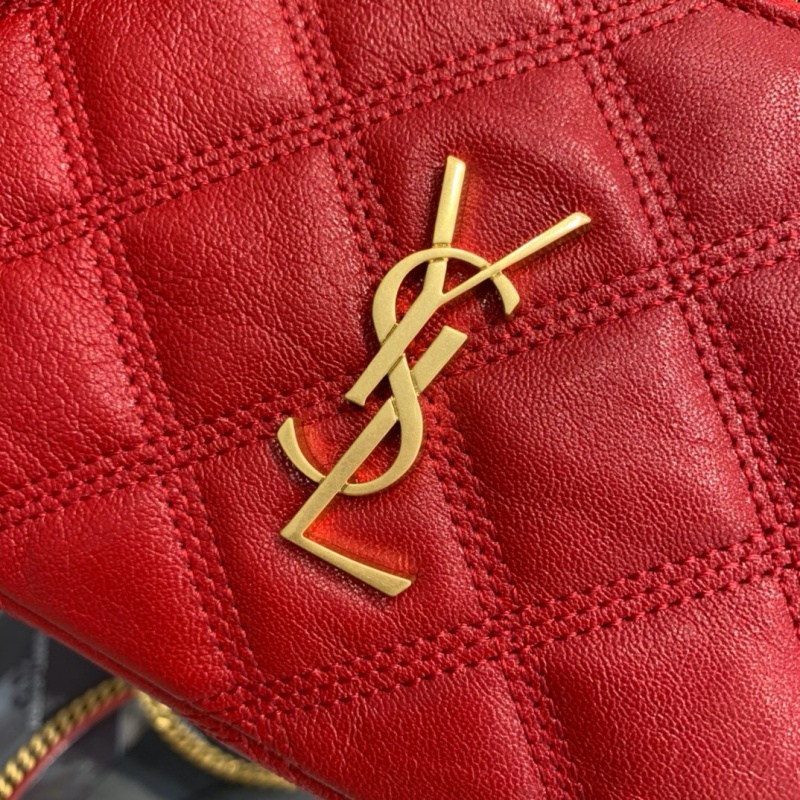 6089411 YSL圣羅蘭 BECKY雙拉鏈絎縫小羊皮手拿包 YSL包包 紅色