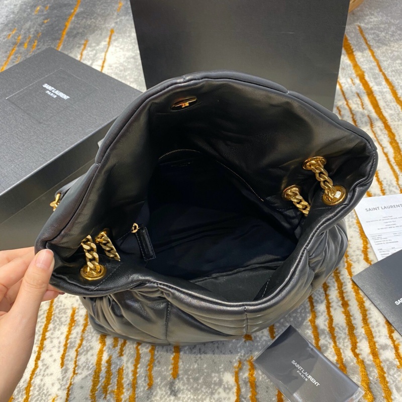 577475 YSL圣羅蘭LOULOU PUFFER中號絎縫小羊皮手袋 黑色金扣