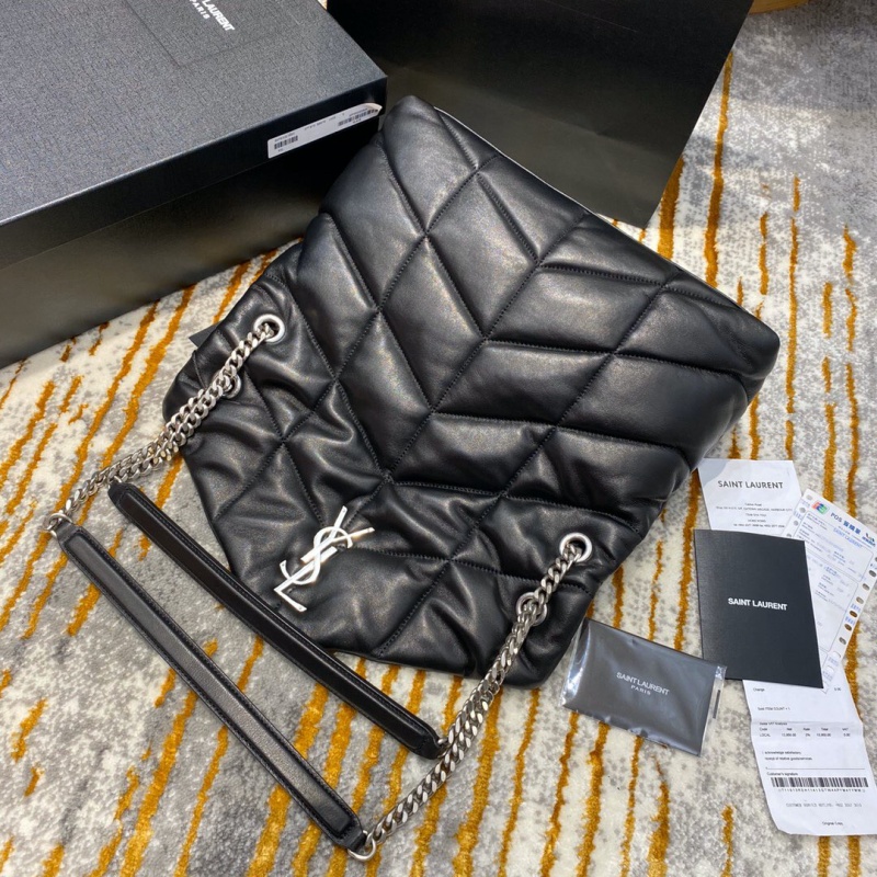 577475 YSL圣羅蘭LOULOU PUFFER中號(hào)絎縫小羊皮手袋 黑色銀扣