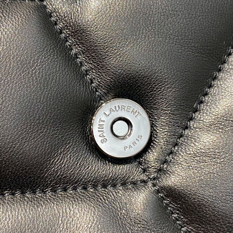 577475 YSL圣羅蘭LOULOU PUFFER中號絎縫褶皺霧面皮革手袋 黑色黑扣