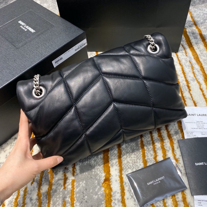 577476 YSL圣羅蘭LOULOU PUFFER小號絎縫小羊皮手袋 黑色銀扣