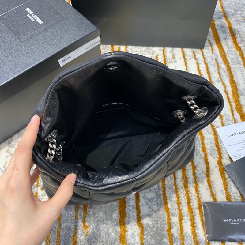 577476 YSL圣羅蘭LOULOU PUFFER小號絎縫小羊皮手袋 黑色銀扣