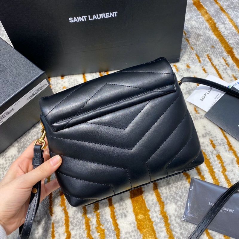 467072 YSL圣羅蘭LOULOU黑色真皮小肩包配有Y形絎縫 黑色金扣