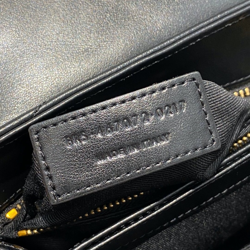 467072 YSL圣羅蘭LOULOU黑色真皮小肩包配有Y形絎縫 黑色金扣