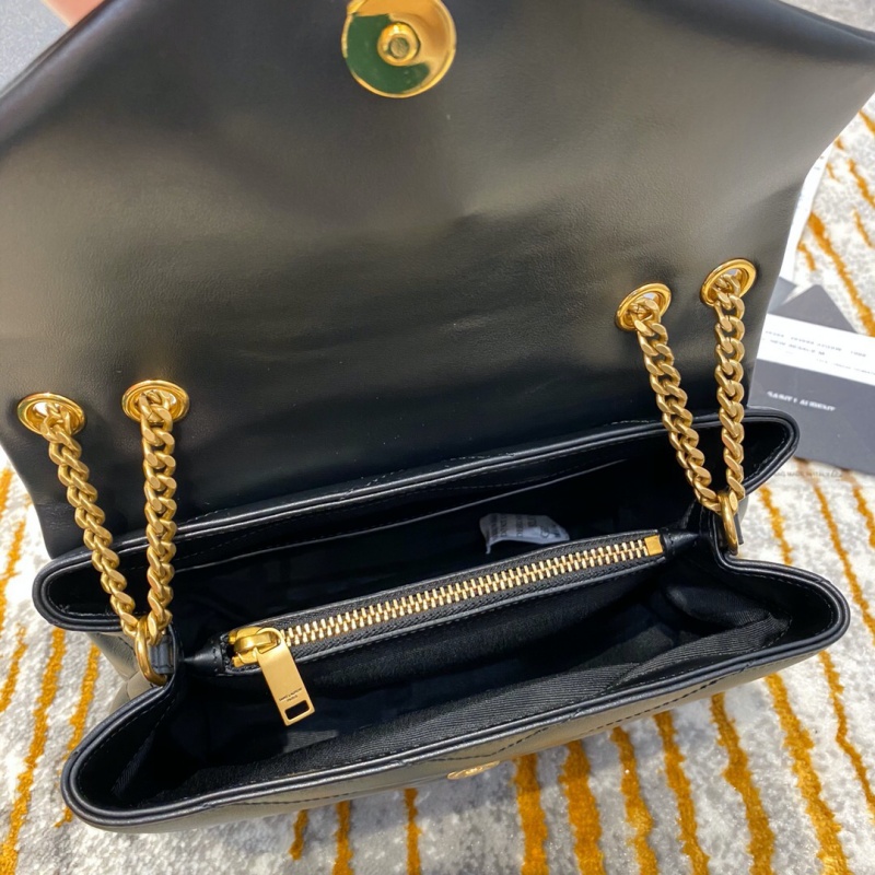494699 YSL圣羅蘭小號loulou 黑色“y”字形提花真皮鏈條包 黑色金扣