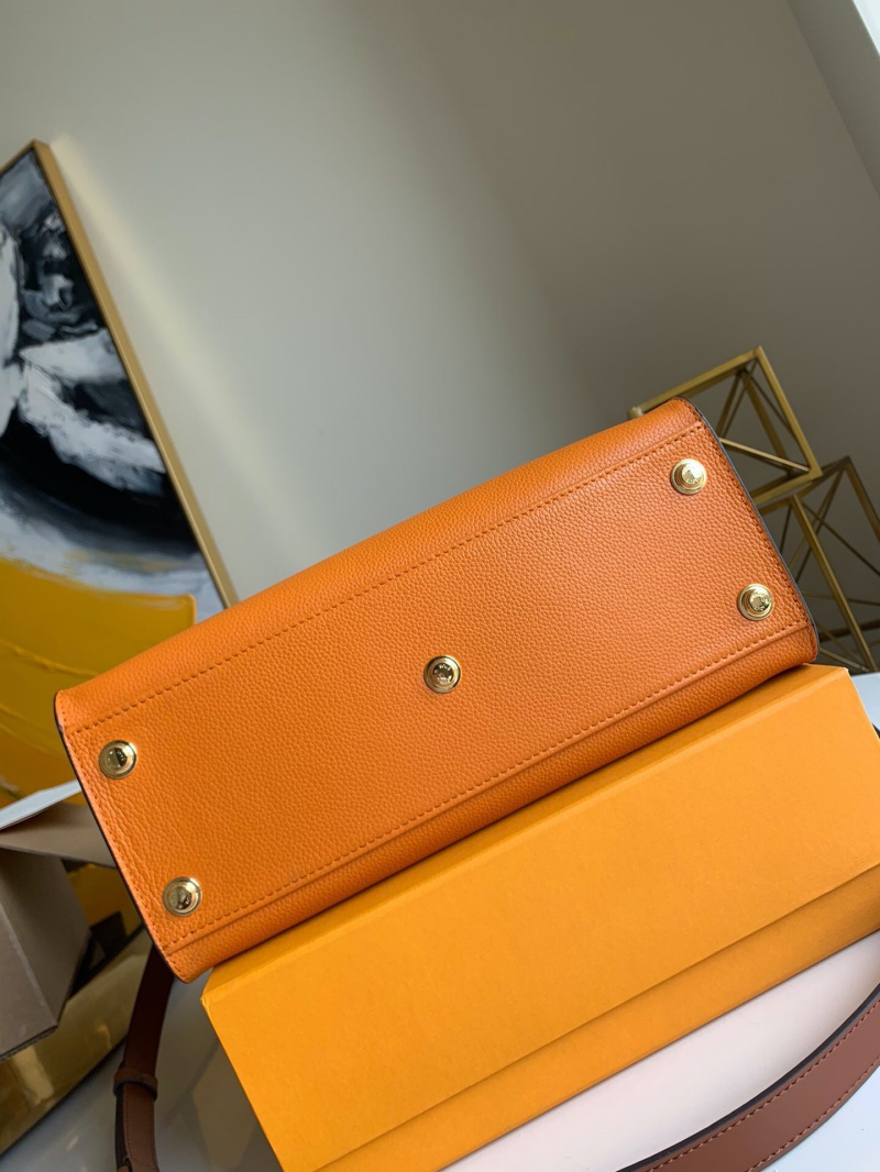 M56077 LV ON MY SIDE 手袋 撞色帆布手提單肩斜挎包 橙色