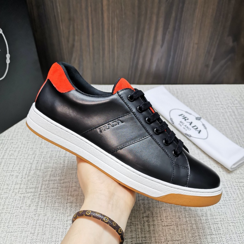 4E3544 Prada2020新款男鞋 Prada皮革運動鞋 普拉達休閑板鞋 黑色