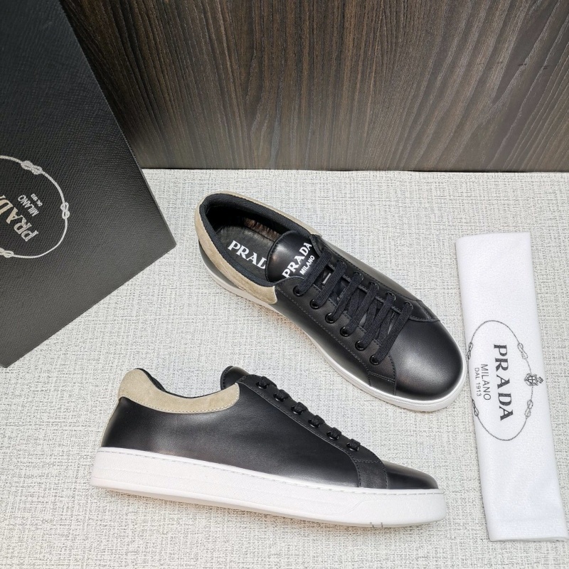 4E3544 Prada2020新款男鞋 Prada皮革運動鞋 普拉達休閑板鞋 黑色