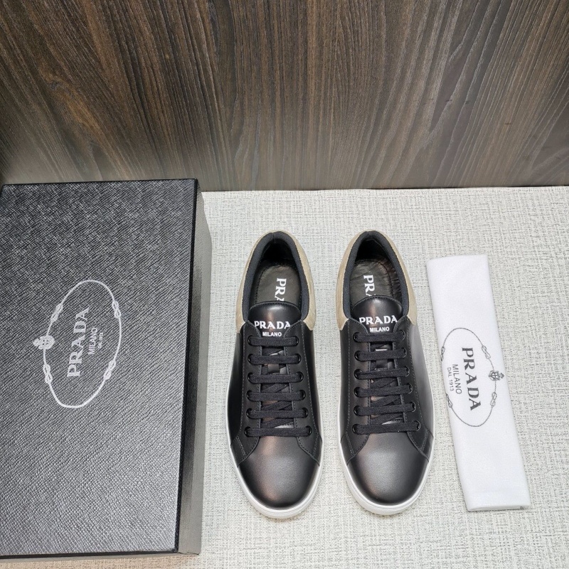 4E3544 Prada2020新款男鞋 Prada皮革運動鞋 普拉達休閑板鞋 黑色