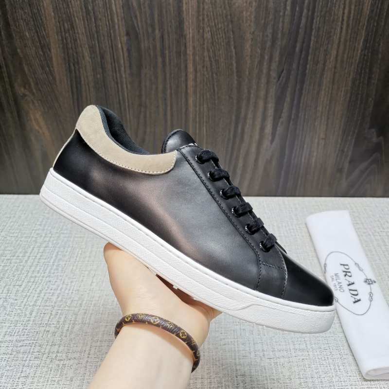 4E3544 Prada2020新款男鞋 Prada皮革運動鞋 普拉達休閑板鞋 黑色