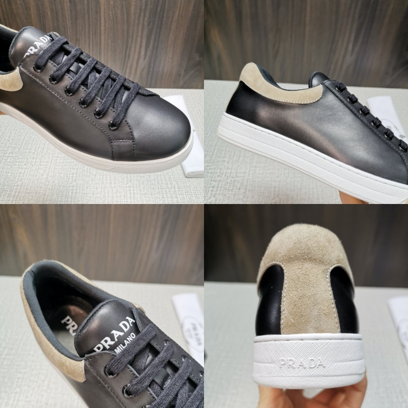 4E3544 Prada2020新款男鞋 Prada皮革運動鞋 普拉達休閑板鞋 黑色