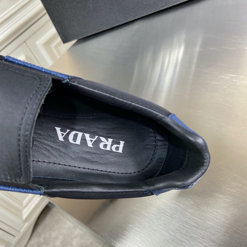 4D3480 Prada華達呢和亮面皮革運動鞋 普拉達新款男鞋 黑色
