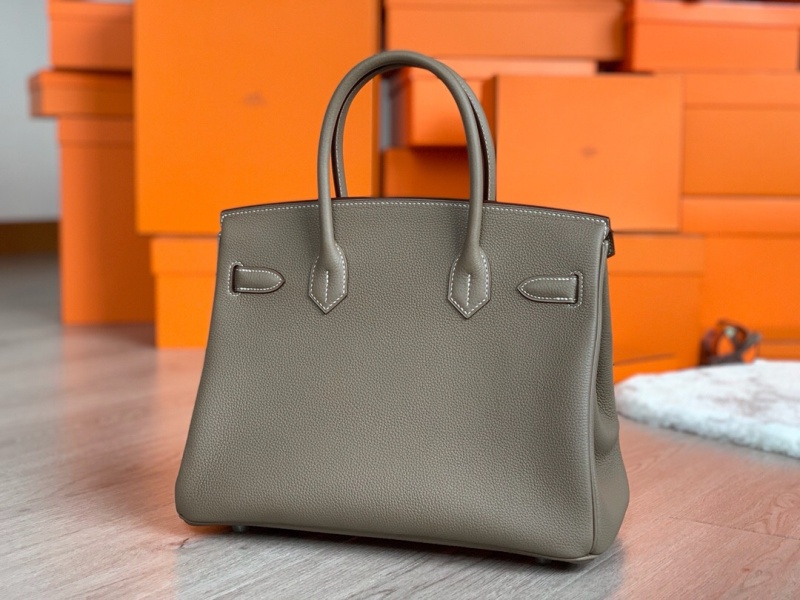 愛馬仕手提包 Hermes Birkin系列 鉑金包 純手工定制版 30cm TOGO皮 大象灰