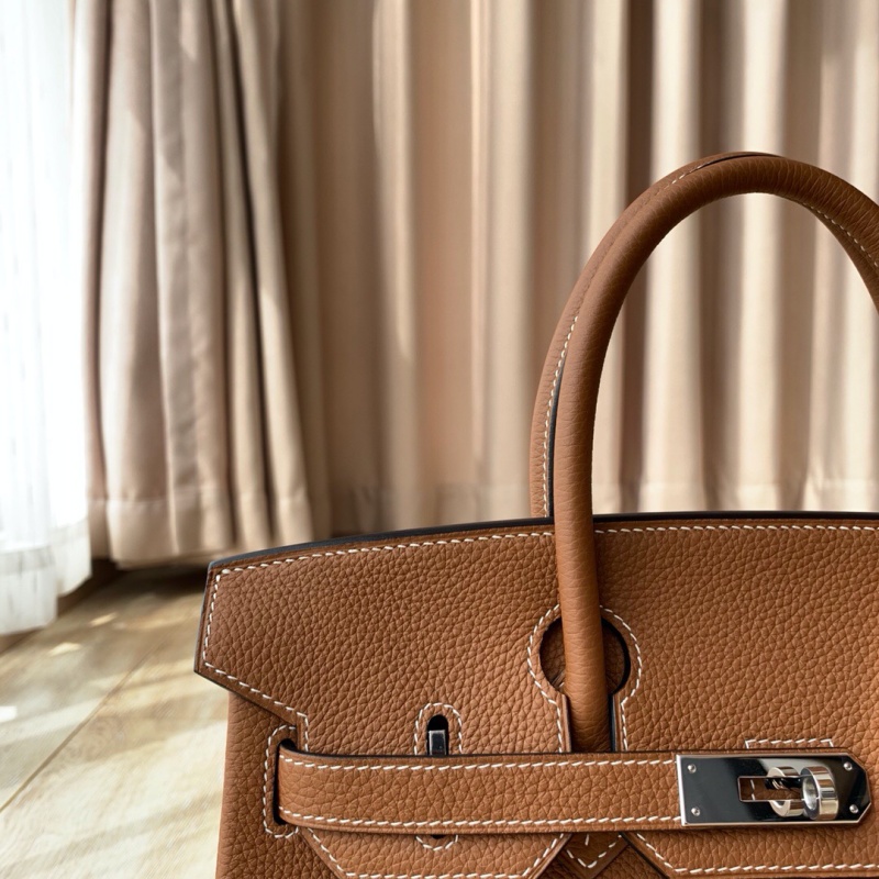 Hermes Birkin系列 愛馬仕鉑金包 純手工定制版 30cm TOGO皮 棕色銀扣