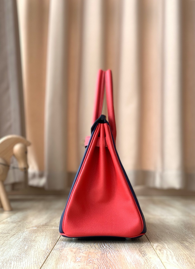 Hermes Birkin系列 愛馬仕鉑金包 純手工定制版 30cm EPSOM皮 藍拼紅色