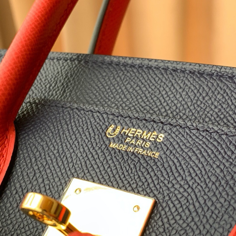 Hermes Birkin系列 愛馬仕鉑金包 純手工定制版 30cm EPSOM皮 藍拼紅色
