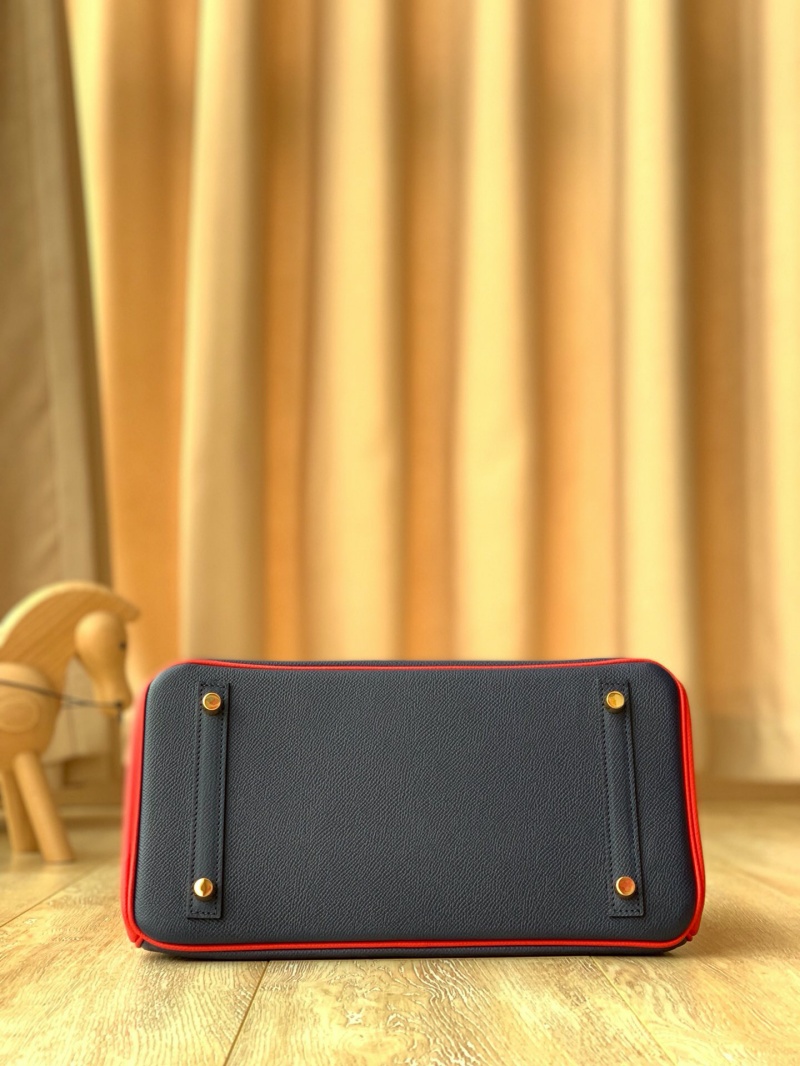 Hermes Birkin系列 愛馬仕鉑金包 純手工定制版 30cm EPSOM皮 藍拼紅色