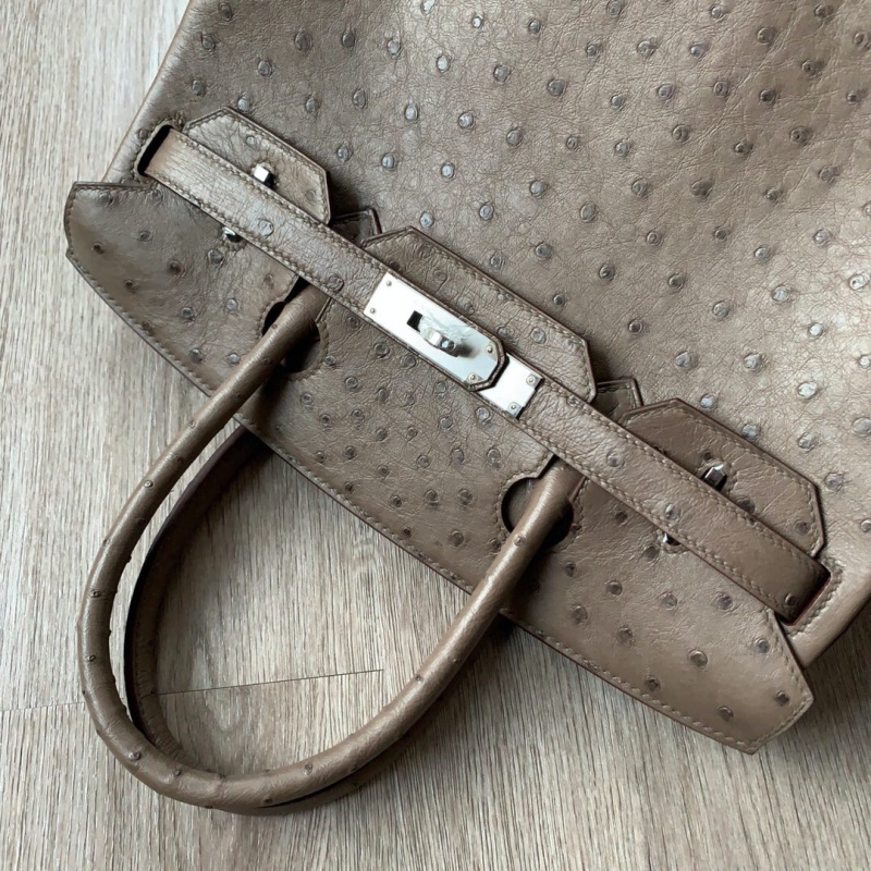 Hermes Birkin 30 愛馬仕鉑金包 純手工定制版 鴕鳥皮 大象灰