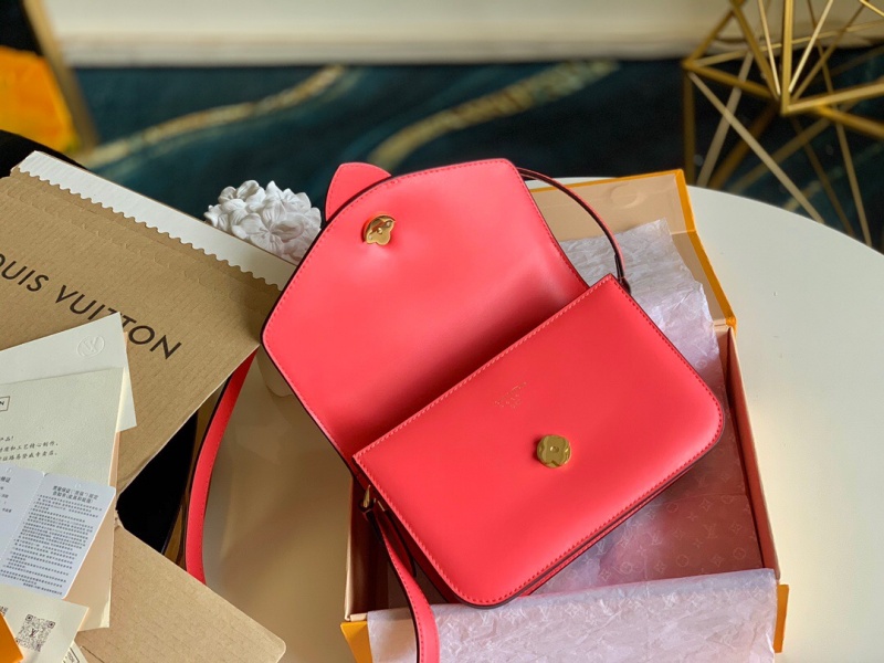 M55949 LV LV Pont 9 手袋 磨面牛皮花卉磁扣女包 菊粉色