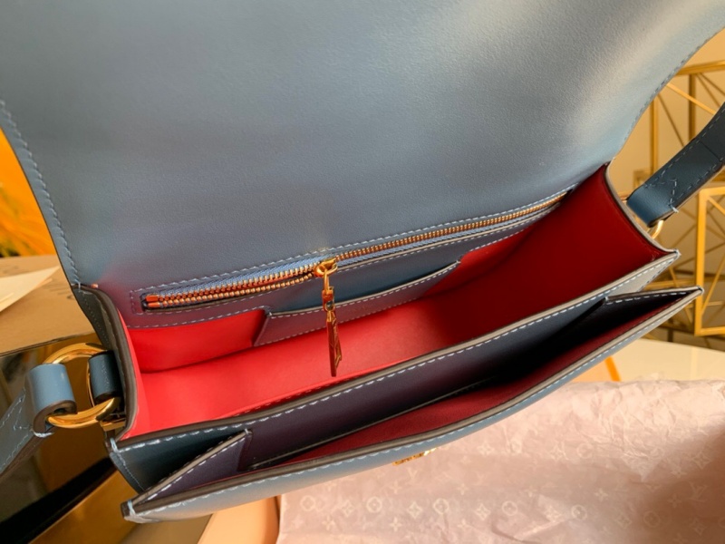 M55947 LV Pont 9 手袋 磨面牛皮花卉磁扣女包 藍(lán)色