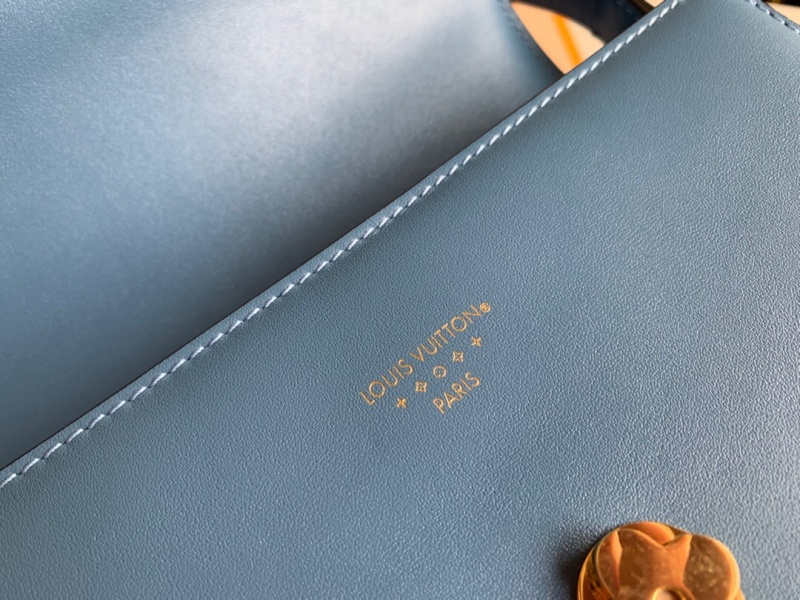 M55947 LV Pont 9 手袋 磨面牛皮花卉磁扣女包 藍(lán)色