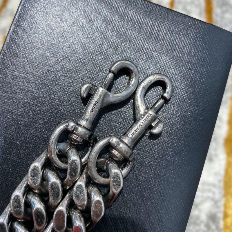 487213 YSL圣羅蘭經典中號monogram黑色小羊真皮鏈條包 黑色銀扣