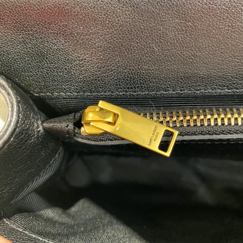 487213 YSL圣羅蘭經(jīng)典中號monogram黑色小羊真皮鏈條包 黑色金扣