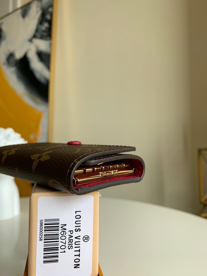 M60701 LV 6匙鑰匙包 Monogram帆布鑰匙扣 LV鑰匙包 玫紅色