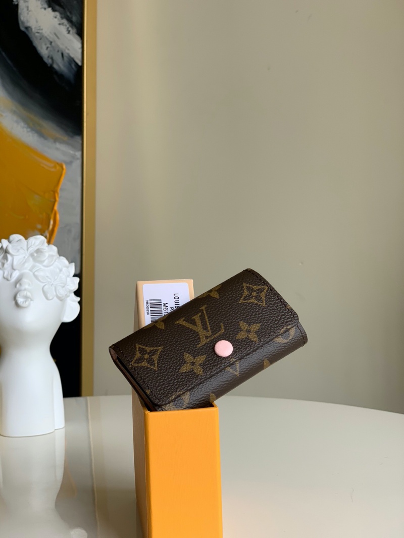 M61285 LV 6匙鑰匙包 Monogram帆布鑰匙扣 LV鑰匙包 粉色