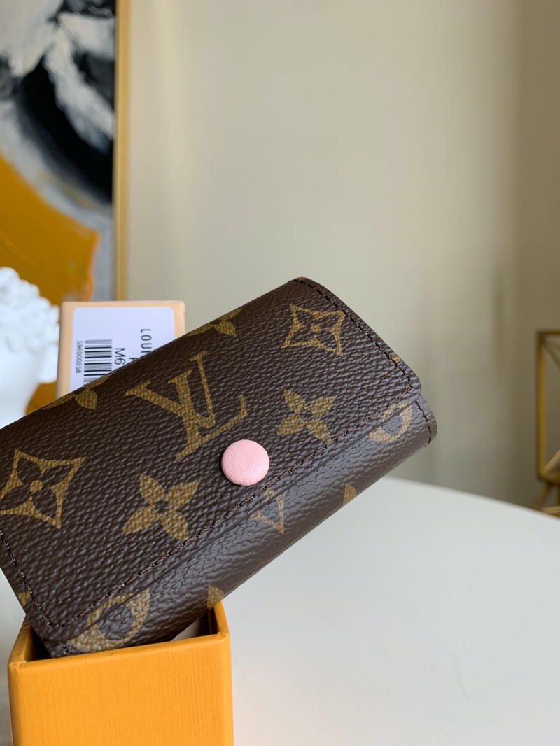 M61285 LV 6匙鑰匙包 Monogram帆布鑰匙扣 LV鑰匙包 粉色