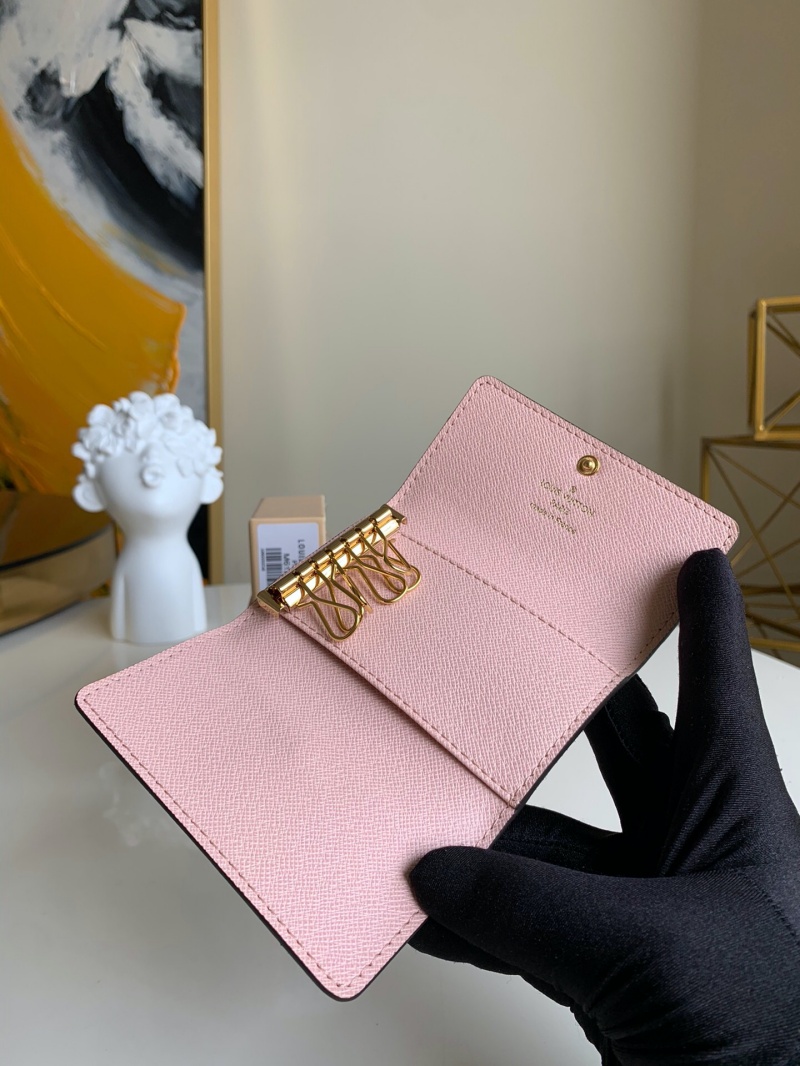 M61285 LV 6匙鑰匙包 Monogram帆布鑰匙扣 LV鑰匙包 粉色