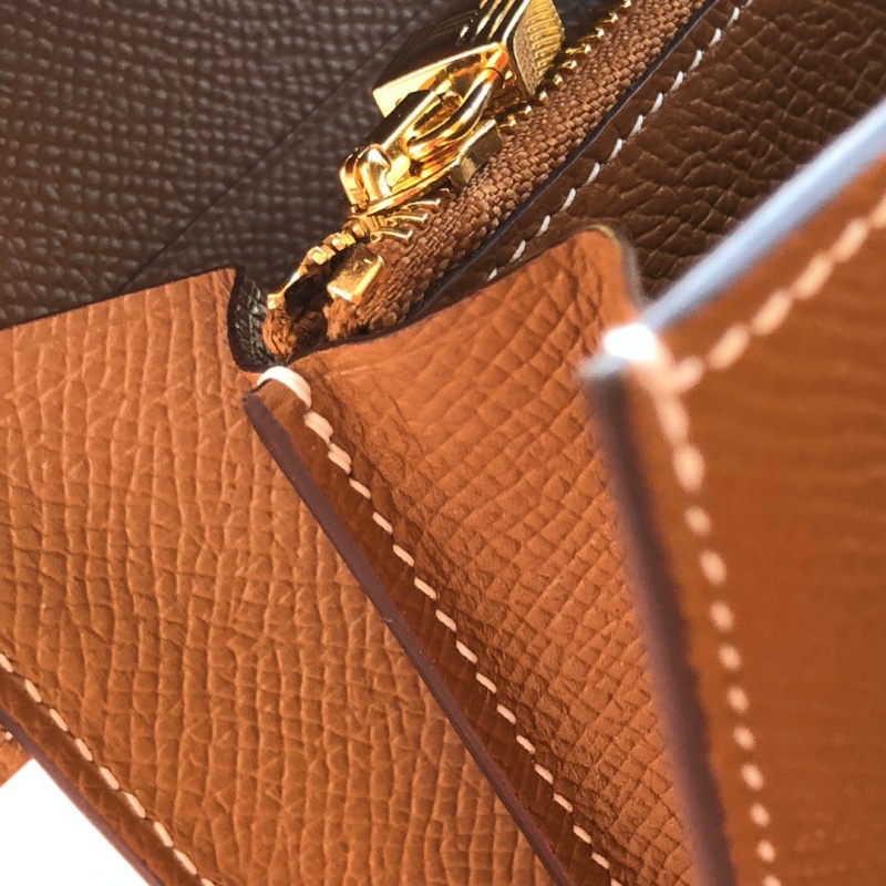 Hermes錢包 愛馬仕Kelly錢包 純手工頂級Epsom皮 棕色金扣